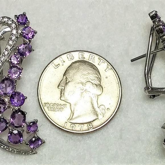 Genuine,Natural Amethyst 925 Solid Sterling Silver - Picture 4 of 5